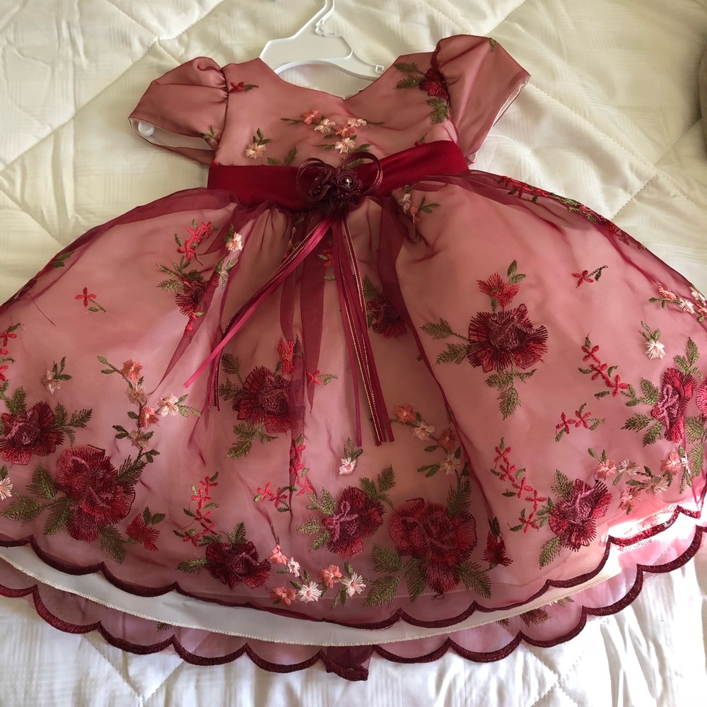 Burgundy baby dress